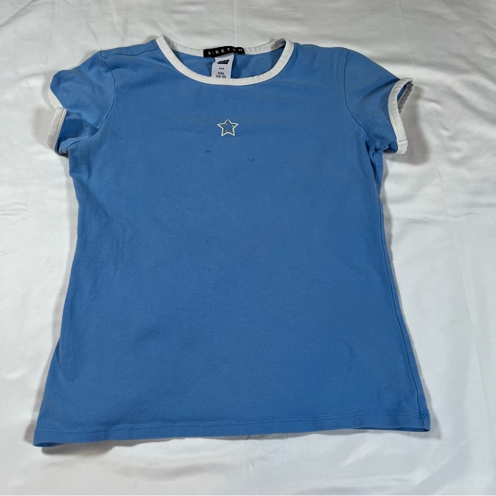 Vintage 2000s Gap blue white baby tee‎ Kids Fits Women XS Y2k